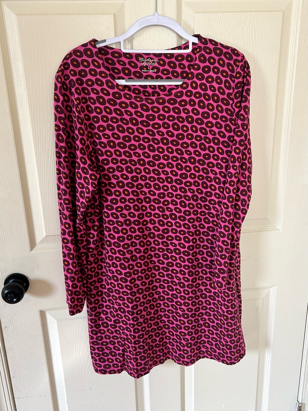 Gudrun Sjoden Long Sleeve Patterned Shift Dress Size Large Cotton Modal Blend